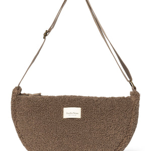 Braun Studio Noos Teddy Gürteltasche für Erwachsene – halbrunde, teddyplüsch‑Optik mit Reißverschluss und verstellbarem Riemen