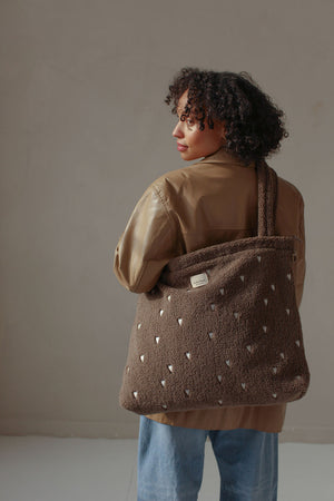 Studio Noos Sac à langer "Teddy" | Cœurs bruns