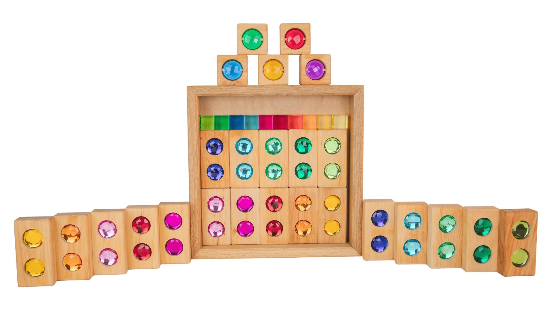 Bauspiel Farbstrasse Pastell mit Lichtbauwürfel | 30 Teile