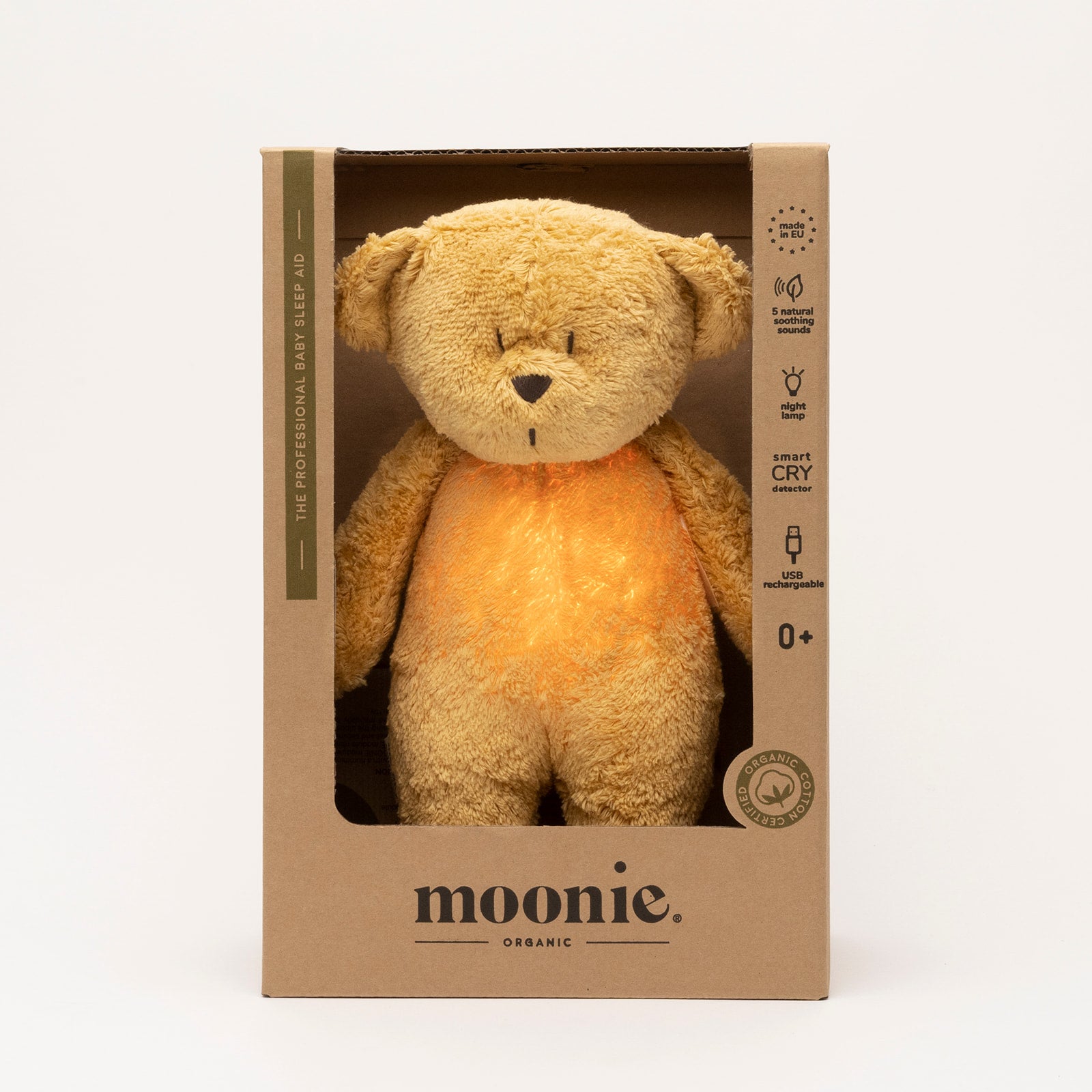 Moonie Teddybär mit Licht 2.0 "Organic Humming Bear" | Honey