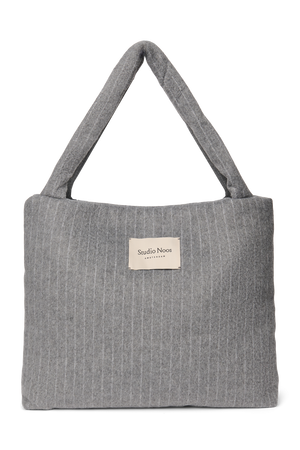 Studio Noos Cabas Flannel Chalkstripe "Mom Bag" | Light Grey