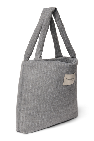 Studio Noos Cabas Flannel Chalkstripe "Mom Bag" | Light Grey