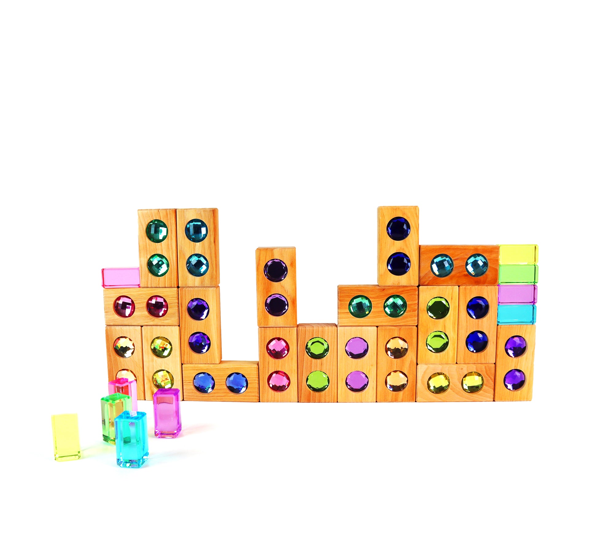 Bauspiel Farbstrasse Pastell mit Lichtbauwürfel | 30 Teile