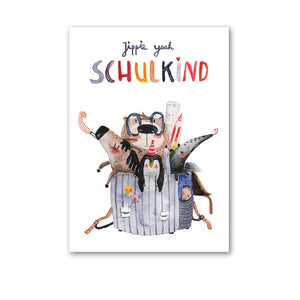 Halfbird Postcard "Yippie Yay Schoolchild"