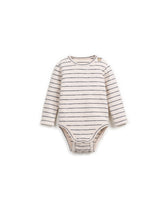 Play Up Baby Body aus Bio-Baumwolle mit dunkelgrau Streifen und Rundhalsausschnitt