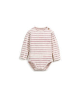 Gestreifter, gerippter Flamé Body aus 100 % Bio-Baumwolle mit Rundhalsausschnitt