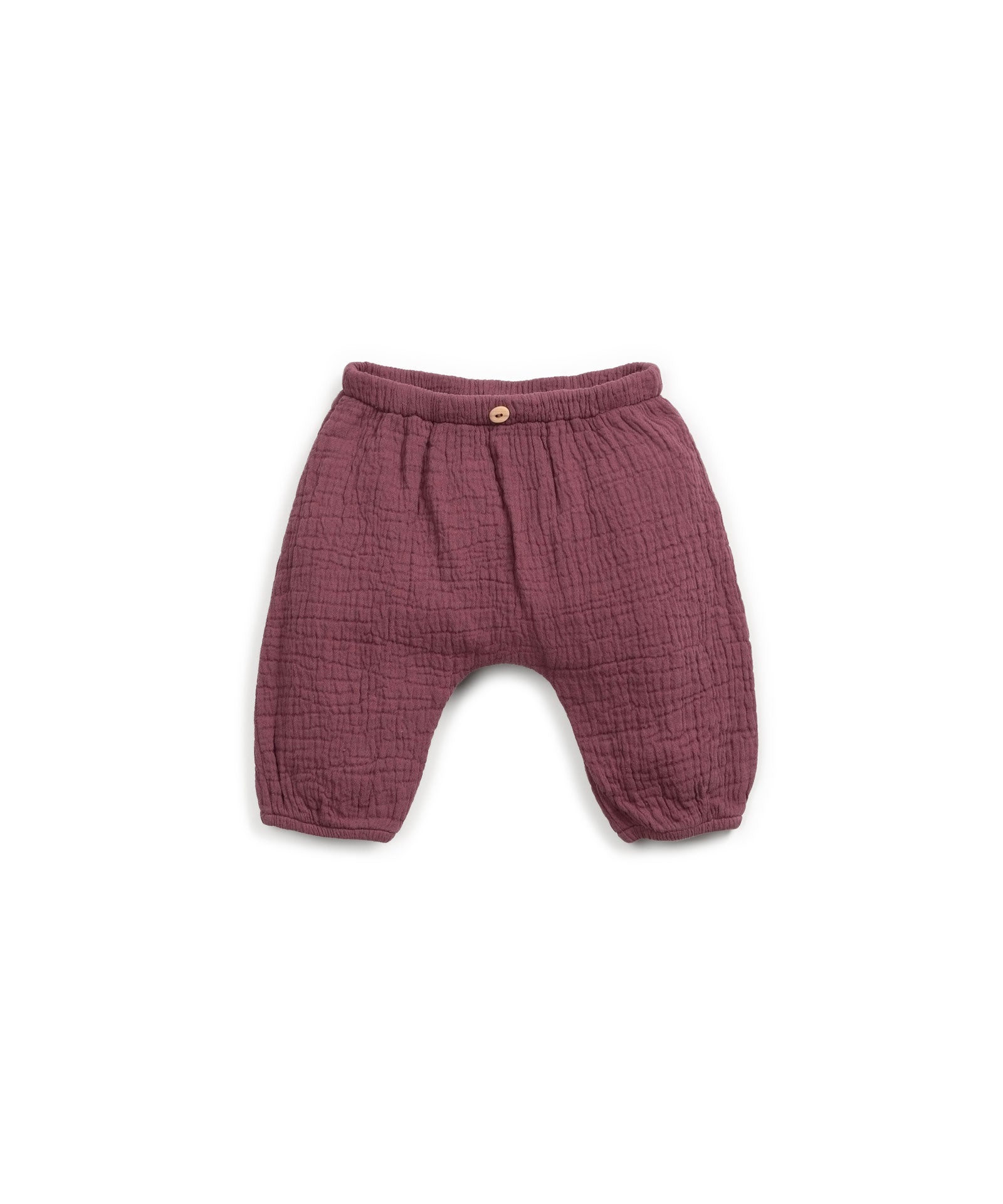 Gewebte Baumwollhose in Dunkelrosa mit elastischem Bund und dekorativem Kokosknopf, gefertigt aus 100 % Baumwolle in Portugal