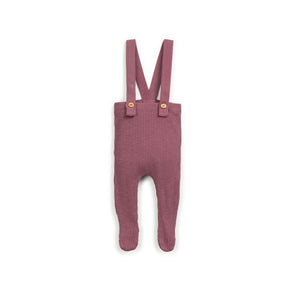 Gerippte Leggings aus Bio-Baumwolle mit Trägern, integrierten Füßen und Kokosknopf-Frontöffnung, nachhaltig in Portugal gefertigt