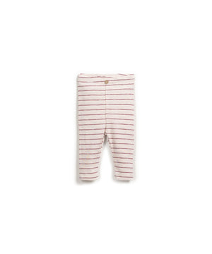 Leggings aus 100 % Bio-Baumwolle mit Streifen-Print, elastischem Bund und Kokosknopf, nachhaltig in Portugal gefertigt