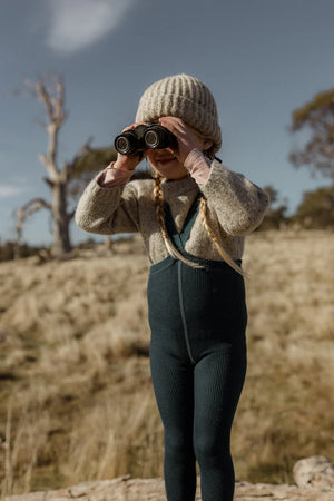 Collant en laine sans pieds avec bretelles Silly Silas "Wooly" | Blue Sapphire