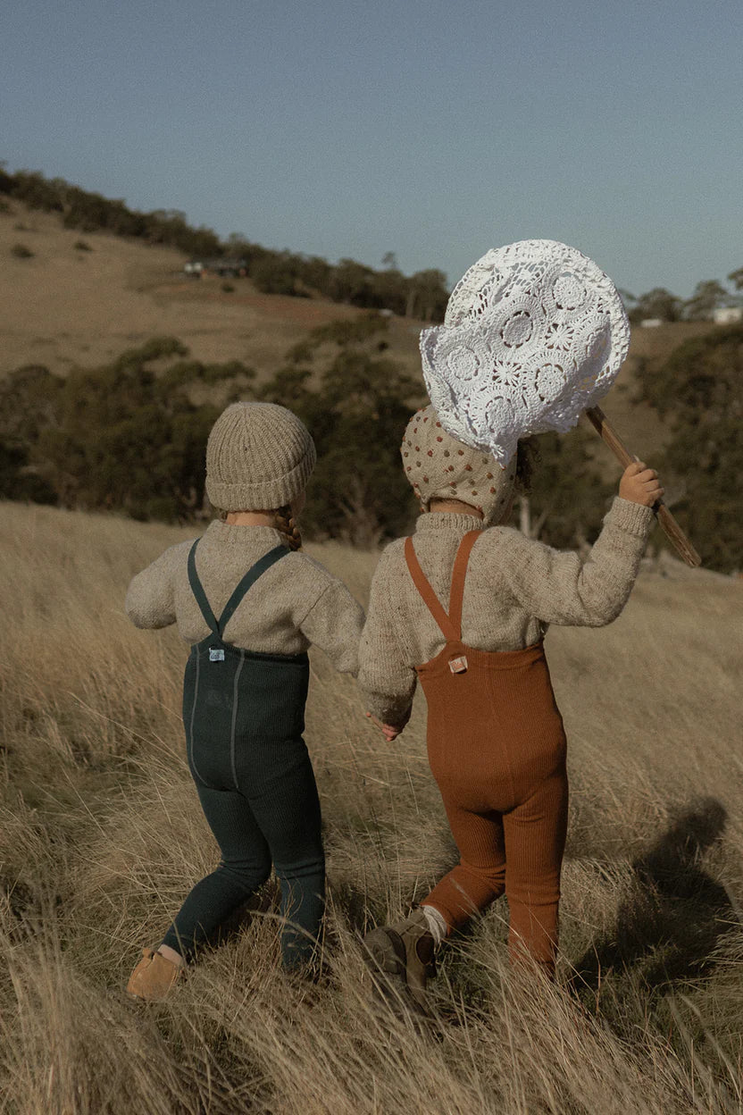 Silly Silas Fusslose Strumpfhose aus Wolle "Wooly" mit Träger | Blue Sapphire