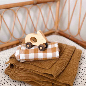 Rose in April Bianca Doudou en mousseline 70x70cm | Vichy Caramel