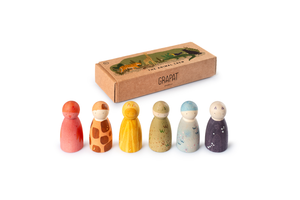 Grapat The Animal Crew, 6 Holzfiguren Nins im Tierkostüm, 65 mm hoch