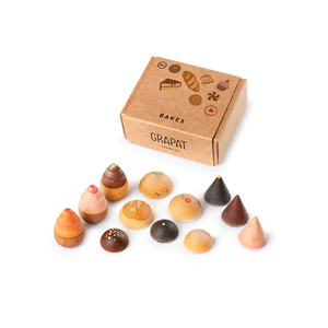 Grapat Bakes, 12 handbemalte Holz-Brote und Kekse in verschiedenen Formen und Größen