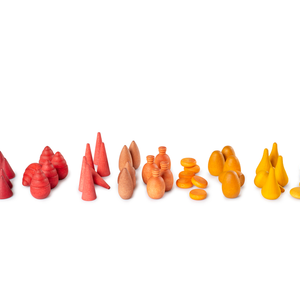 Grapat Warm Mandala Mix, 81 bunte Holzteile in warmen Rot-, Orange- und Gelbtönen