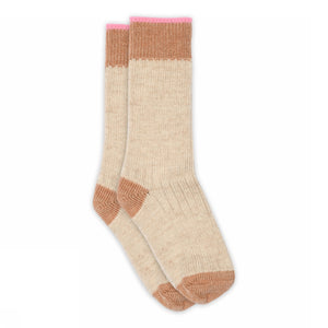 MP Denmark Lange Socken Wolle-Baumwolle "Ully" | Beige Meliert