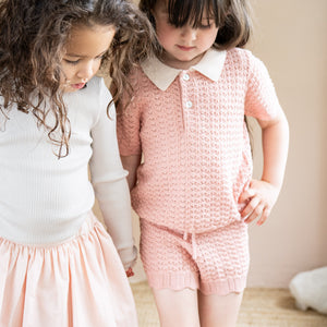 minimalisma Langarmshirt Seide 6-14Y "Bergen" Ecru mit Sweet Rose