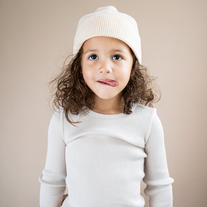 minimalisma Langarmshirt Seide 6-14Y "Bergen" Ecru mit Sweet Rose