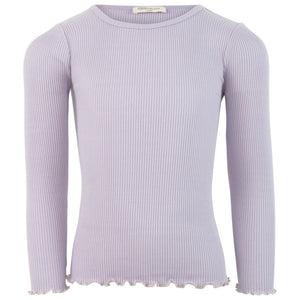 minimalisma T-shirt manches longues en soie 6-14 ans "Bergen" Mauve avec écru