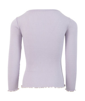 minimalisma T-shirt manches longues en soie 6-14 ans "Bergen" Mauve avec écru
