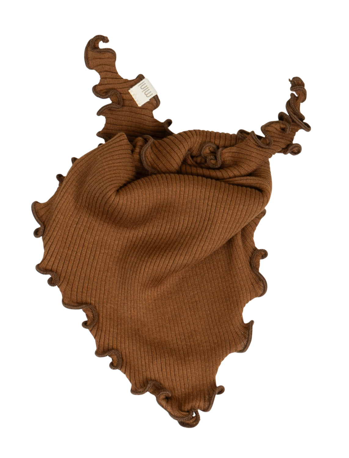 „minimalisma Bandana-Lätzchen in Chocolate– weiches Baby-Lätzchen aus baumwolle-Seide in zartem Altrosa, auf weißem Hintergrund“