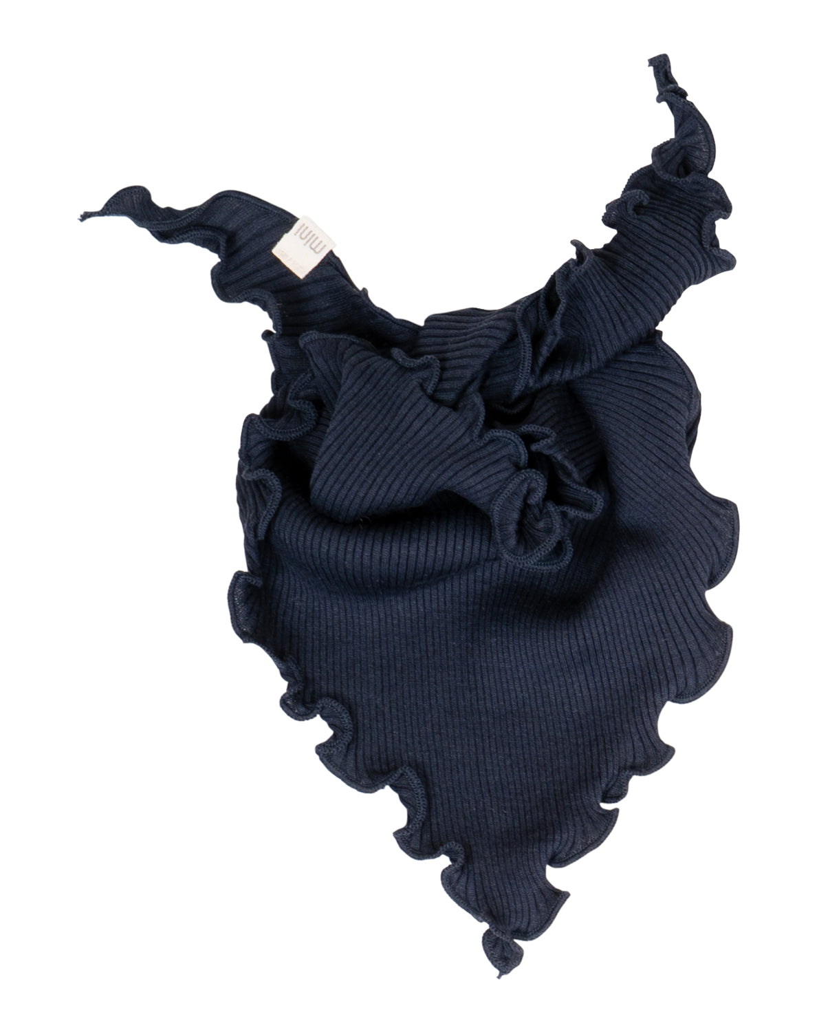 „minimalisma Bandana-Lätzchen in Dark Blue – weiches Baby-Lätzchen aus Baumwolle-Seide in zartem Altrosa, auf weißem Hintergrund“
