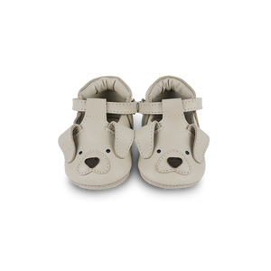 Donsje Babyschuh Spark Golden Retriever Ivory Classic, Leder, Handgefertigt, Hundedesign, elastischer Einstieg, Baby Geschenk