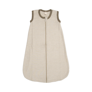Lilano Schlafsack Ringel Ärmellos | Schurwolle-Seide | Khaki