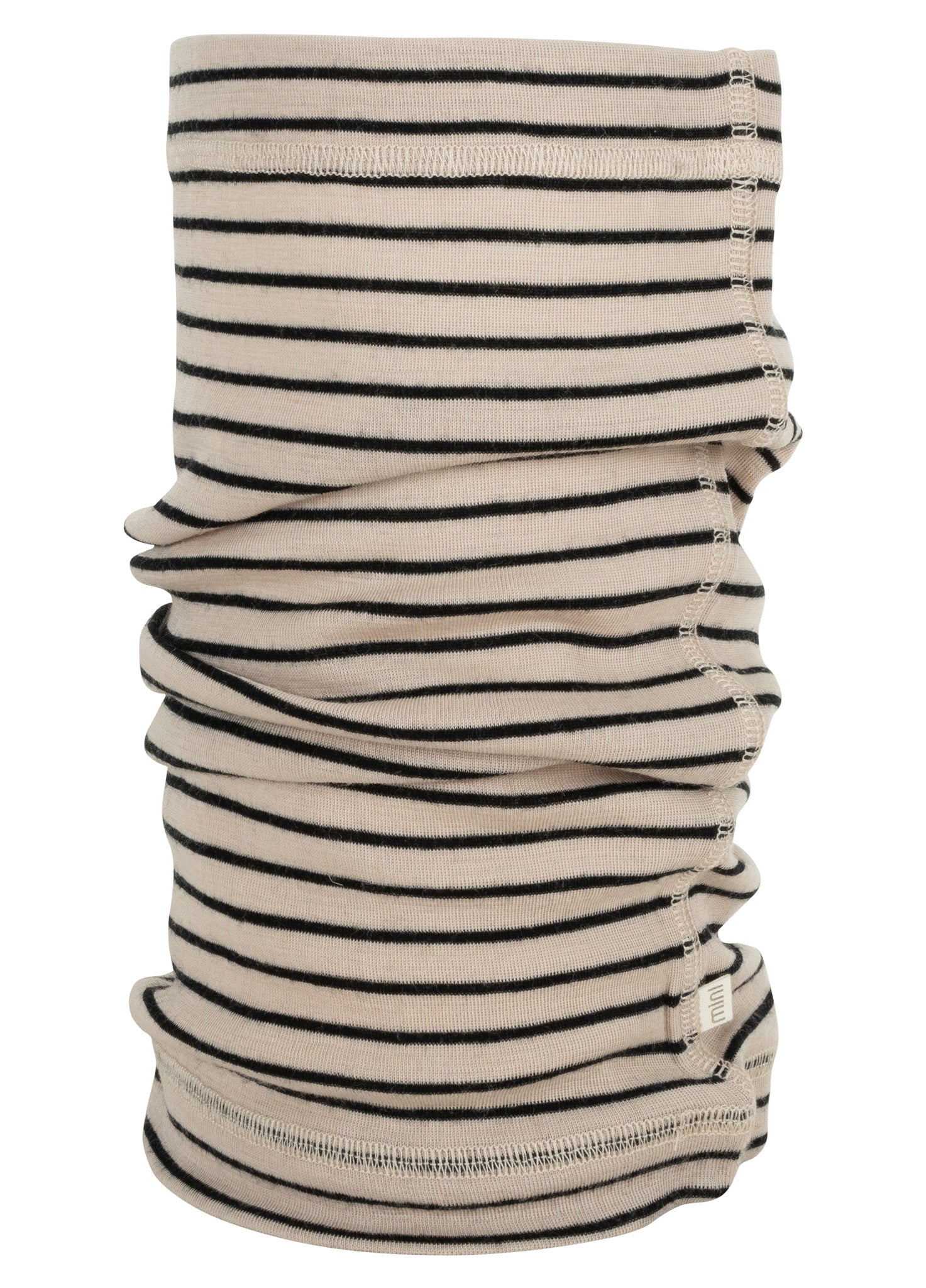 „Merino-Schlauchschal ‚Alva Loop‘ in Monostripe von minimalisma – nahtlos gestrickter Loop aus reiner Wolle, auf weißem Hintergrund“