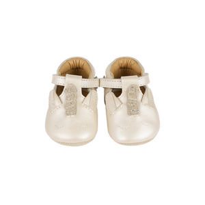 Donsje Babyschuh Blinc Unicorn Off White, Leder, handgefertigt, Einhorn-Design, Klettverschluss, rutschfeste Sohle