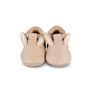 Donsje Babyschuh Blinc Bunny Powder Metallic, Leder, handgefertigt, Hasen-Design, Klettverschluss, rutschfeste Sohle