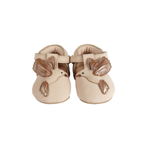 Donsje Babyschuh Franny Hummingbird Powder Nubuck, Nubukleder, handgefertigt, Kolibri-Design, verstellbarer Verschluss