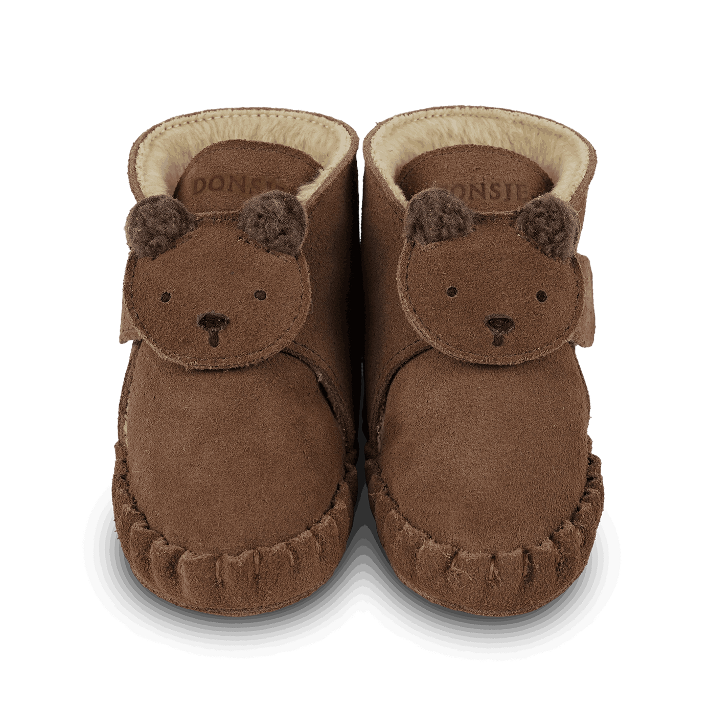Donsje Baby-Booties "Pouty" Fluffy Bear | Teddy Brown