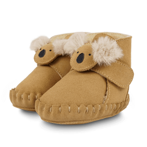 Donsje Baby-Booties "Pouty" Fluffy Koala | Sand Suede