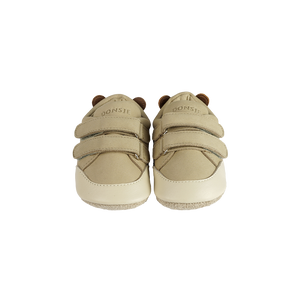 Donsje Amsterdam Sneakers Sipho Taupe Nubuck, handgefertigt, Kindersneaker mit Klettverschluss
