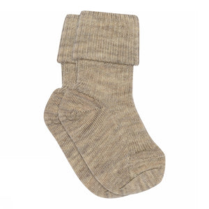 MP Denmark Woll-Rippsocken Baby in Hellbraun Meliert