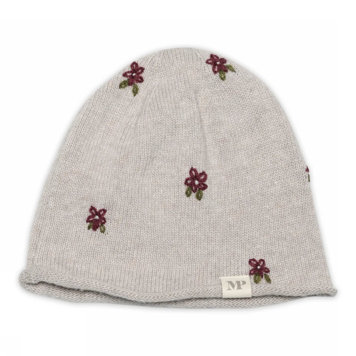 mp Denmark Beanie "Helsinki" Beige Melange Blumenmuster