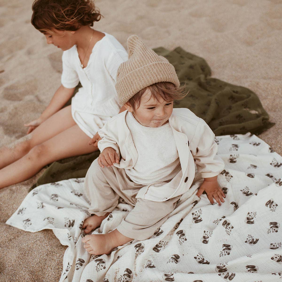 Rose in April Muslin "Bianca" Panda "Natur