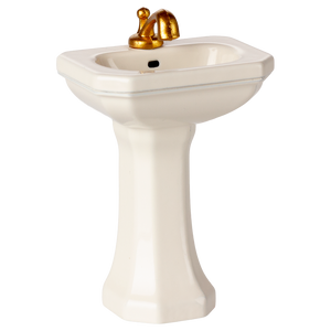 Maileg Waschbecken Maus in Creme mit Spiegel und Wasserhahn, Miniaturmöbel fürs Puppenhaus