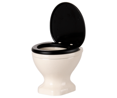 Maileg WC Maus Off White, Miniatur-Toilette aus Holz mit beweglichem Deckel für das Maileg Puppenhaus