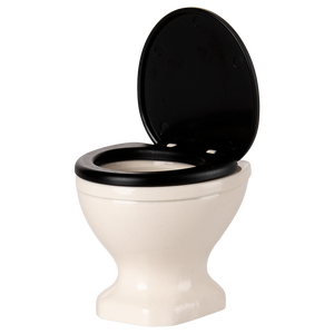 Maileg WC Maus Off White, Miniatur-Toilette aus Holz mit beweglichem Deckel für das Maileg Puppenhaus