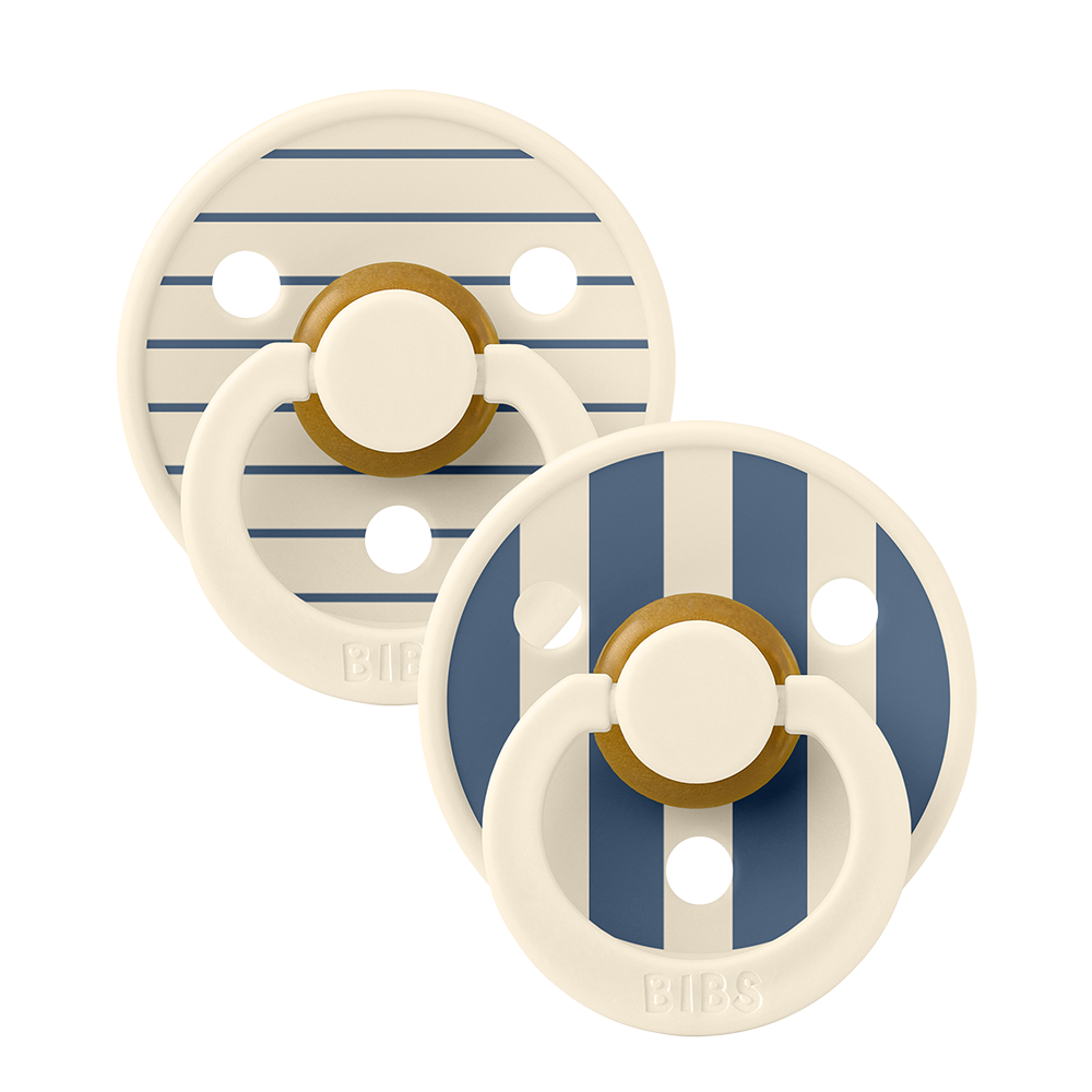 BIBS Studio Colour 2er Pack 0–6 Monate Pin Ivory / Vanilla Mix – runder Latex-Schnuller mit sanftem Schild aus der stilvollen STUDIO Collection.