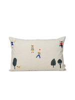 "ferm LIVING The Park Cushion Natural – Kindermotiv Stickerei auf Bio-Baumwolle"