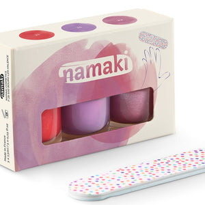 Namaki Kindernagellack 3er‑Set „Sunset“ – 3 helle, natürliche Lacke für Kinder