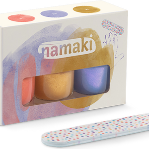 Namaki Kindernagellack 3er‑Set „Sunset“ – 3 helle, natürliche Lacke für Kinder