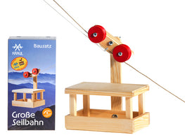 Kraul Große Seilbahn – Holz-Seilbahn mit robuster Gondel und langem Seil, technisches Lernspielzeug für Kinder.