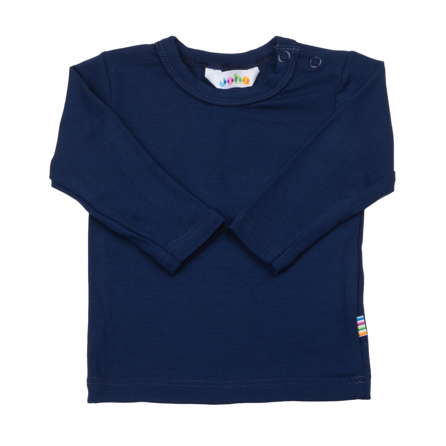 Joha Langarmshirt in Blau aus Bio-Bambus – weich, atmungsaktiv und hautfreundlich, ideal für Babys und Kinder mit sensibler Haut.