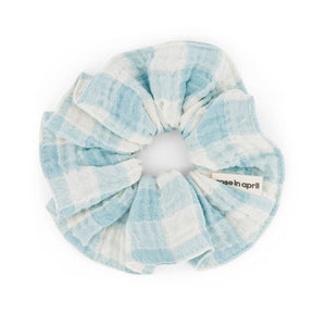 Rose in April Scrunchie | Vichy Canal Blue