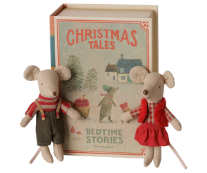 Maileg Weihnachtsmäuse Zwillinge im Buch – Kleine Schwester & Bruder