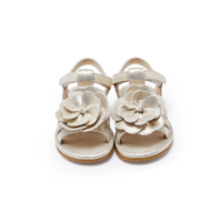 Donsje Baby Sandalen Jiles Fields Shimmer Buttercup Silver Metallic, handgefertigt, Butterblumen-Design, Klettverschluss